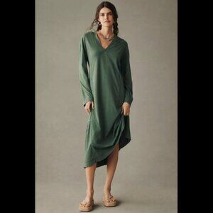 Anthropologie/Daily Hooded Green Maxi Dress